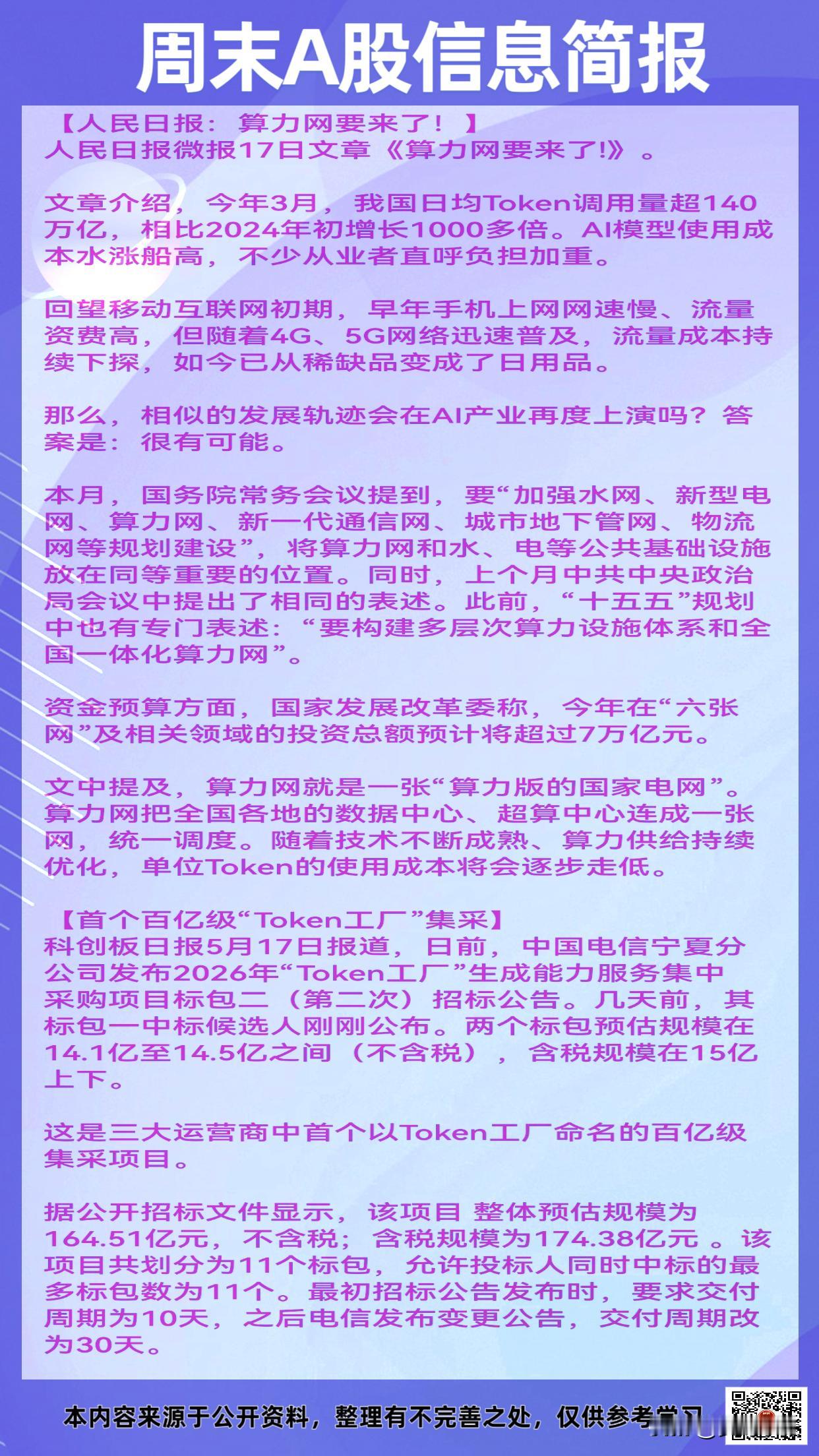 周末消息（5.16～5.17）周末这算力消息，我看完直接坐不住了！人民