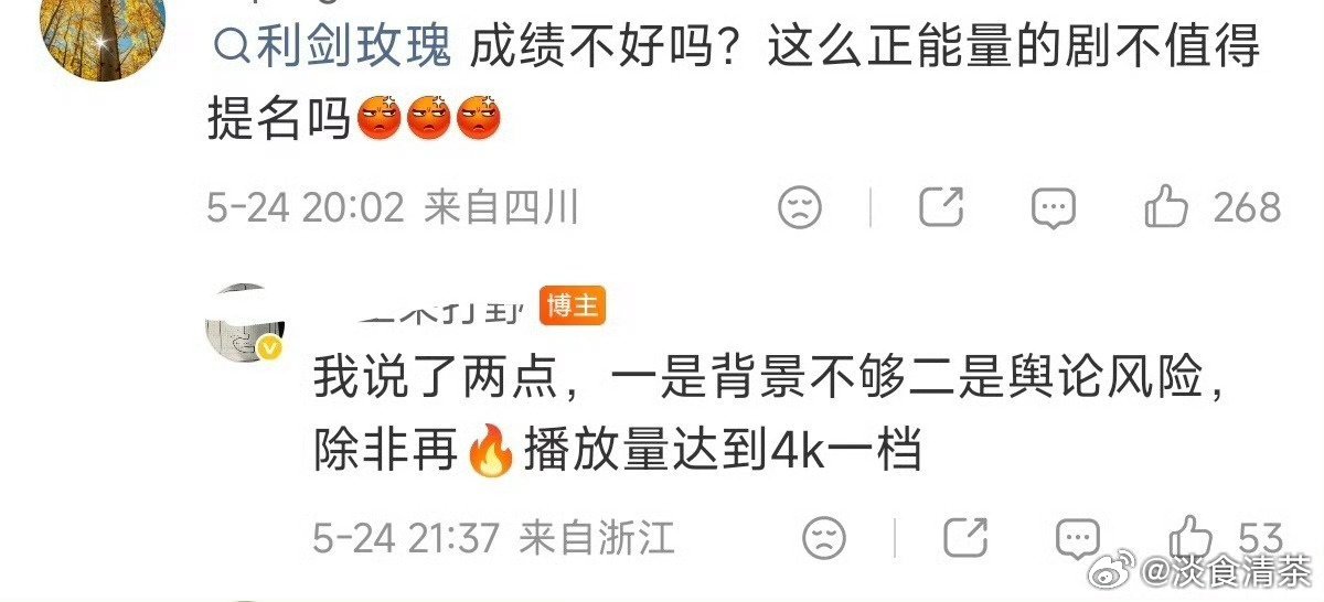 奖项提名，好像也没看播放量…白玉兰利剑玫瑰