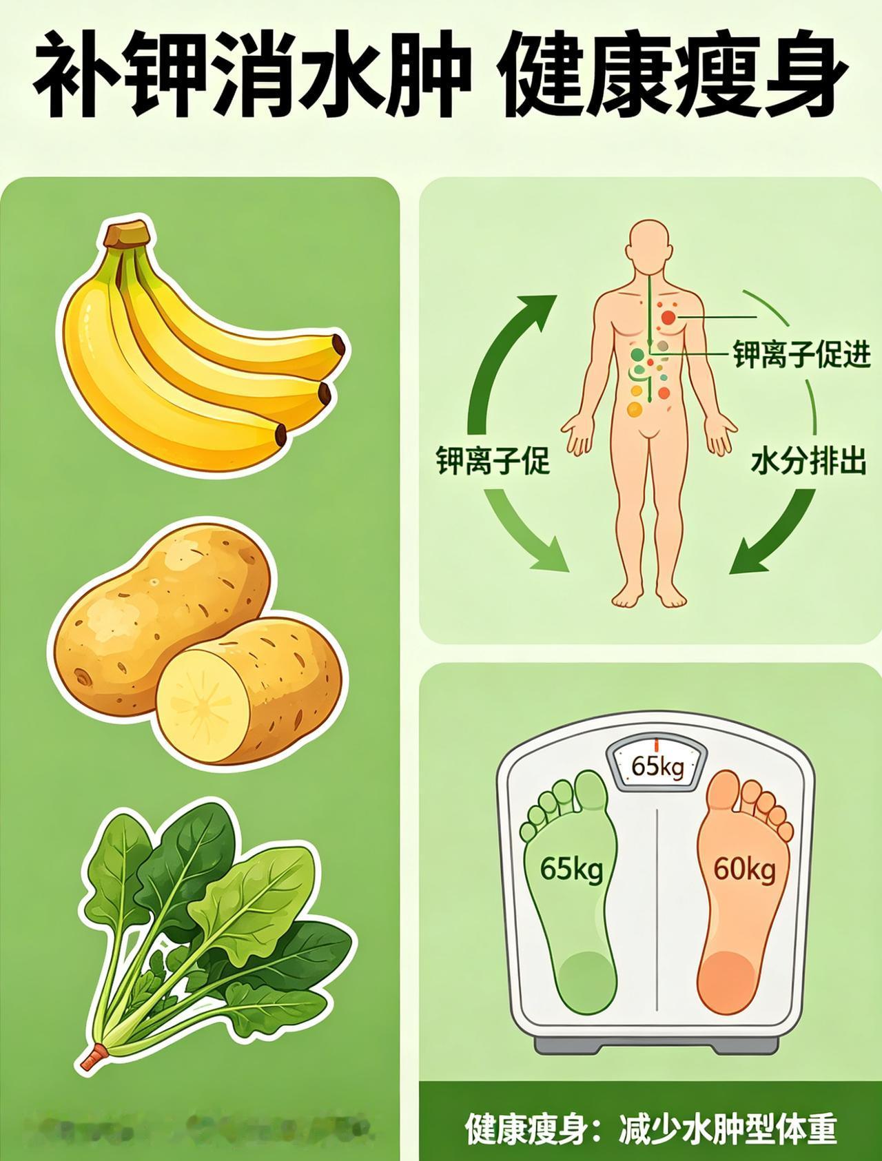 少吃多动还不掉秤？多半是缺钾水肿，我靠食补从138斤瘦到96斤！是不
