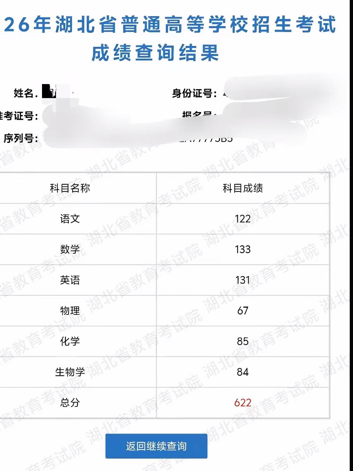 小侄子2026高考成绩出来了。查分前死活不肯查，说等会，不然会心情不好。最后一查