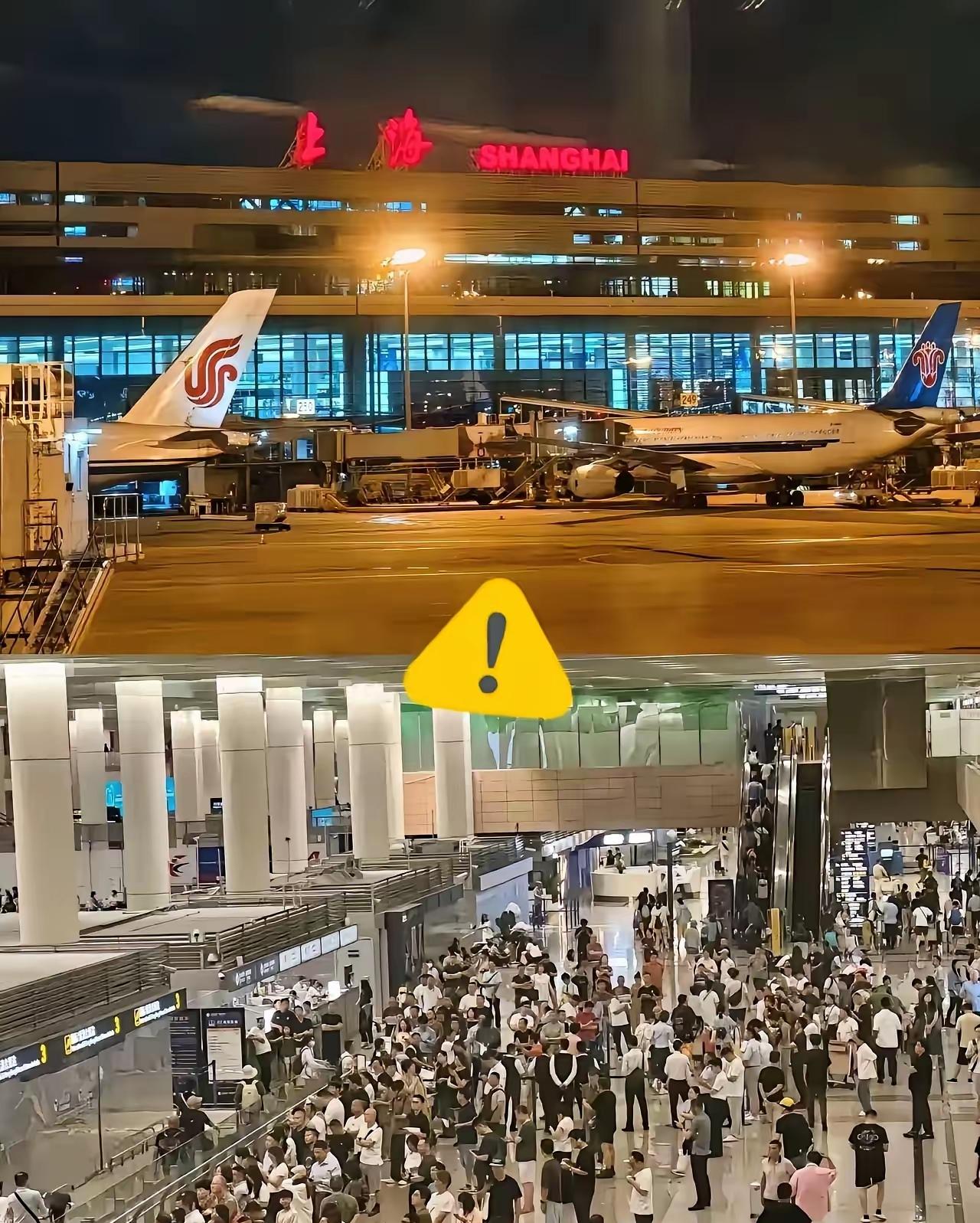 听说昨夜​上海浦东机场哭声一片😭几架飞往中东的航班飞了快6小时，眼看快