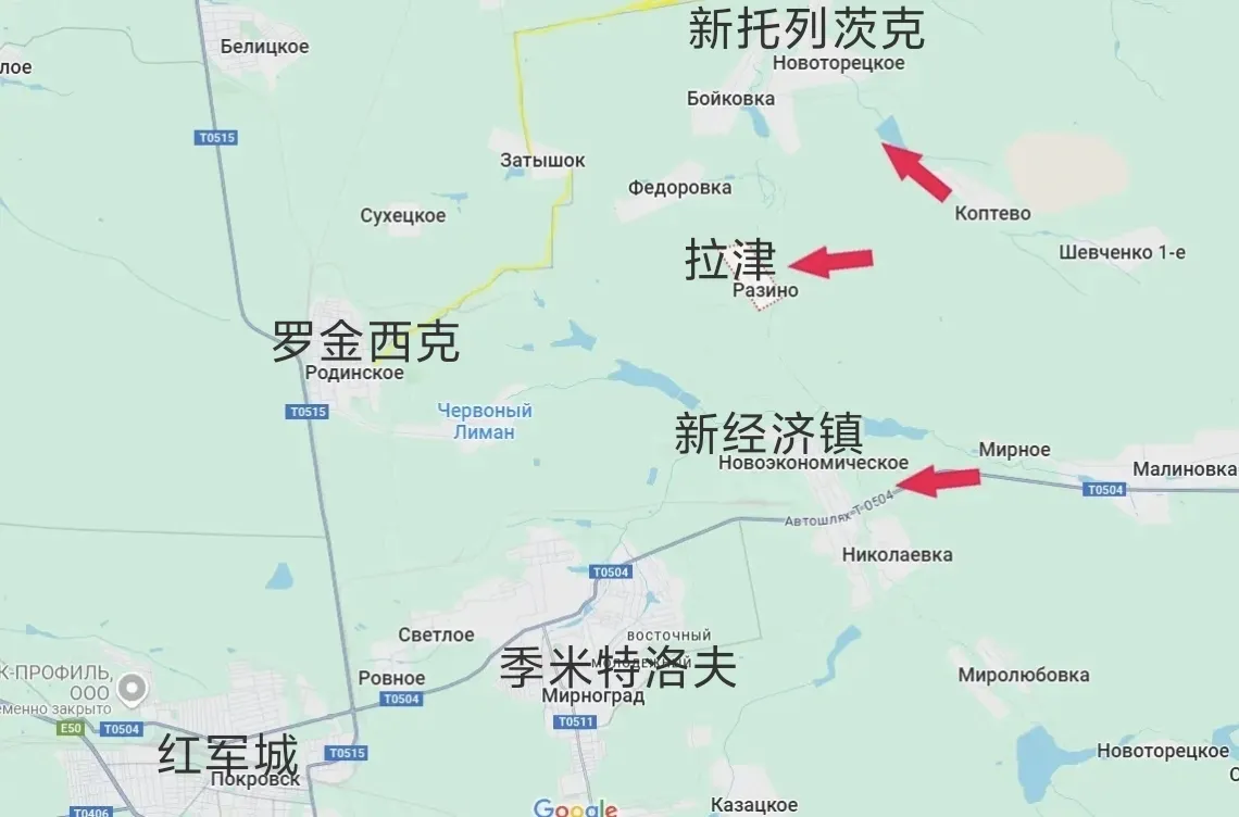 俄军在红军城及其卫星城季米特洛夫实施包围，目前，红军城的西南、南部以及东部方向