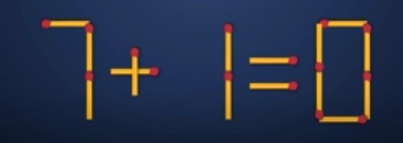 看呀，这是用火柴摆的“7+1=0”，明显不对劲儿~现在规则是**只移