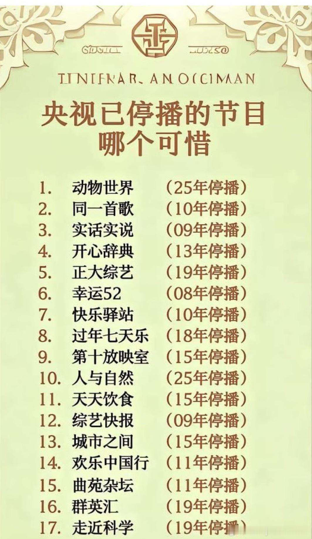 央视已经停播的节目，哪个最可惜？​​​