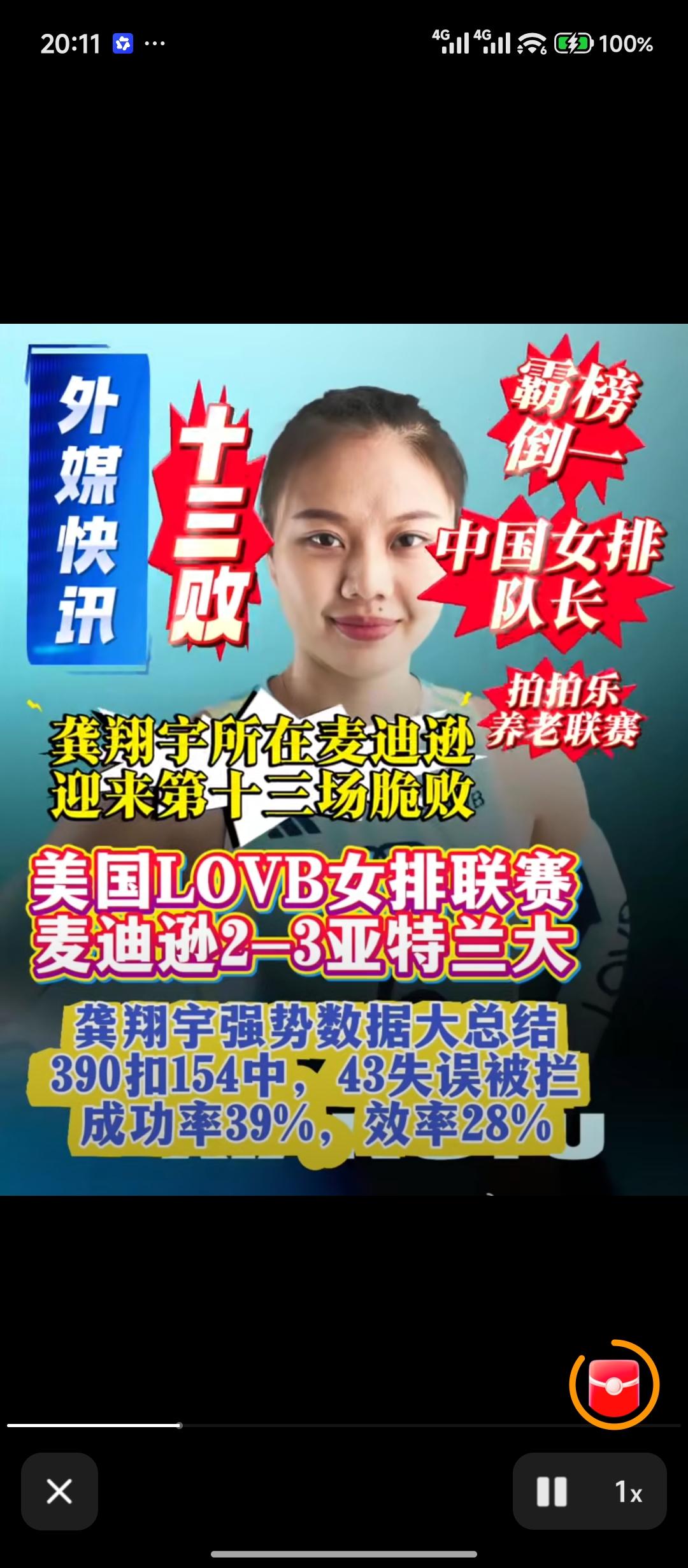 龚翔宇结束美国女排联赛即将回国美国女排LOVB联赛常规赛全部结束