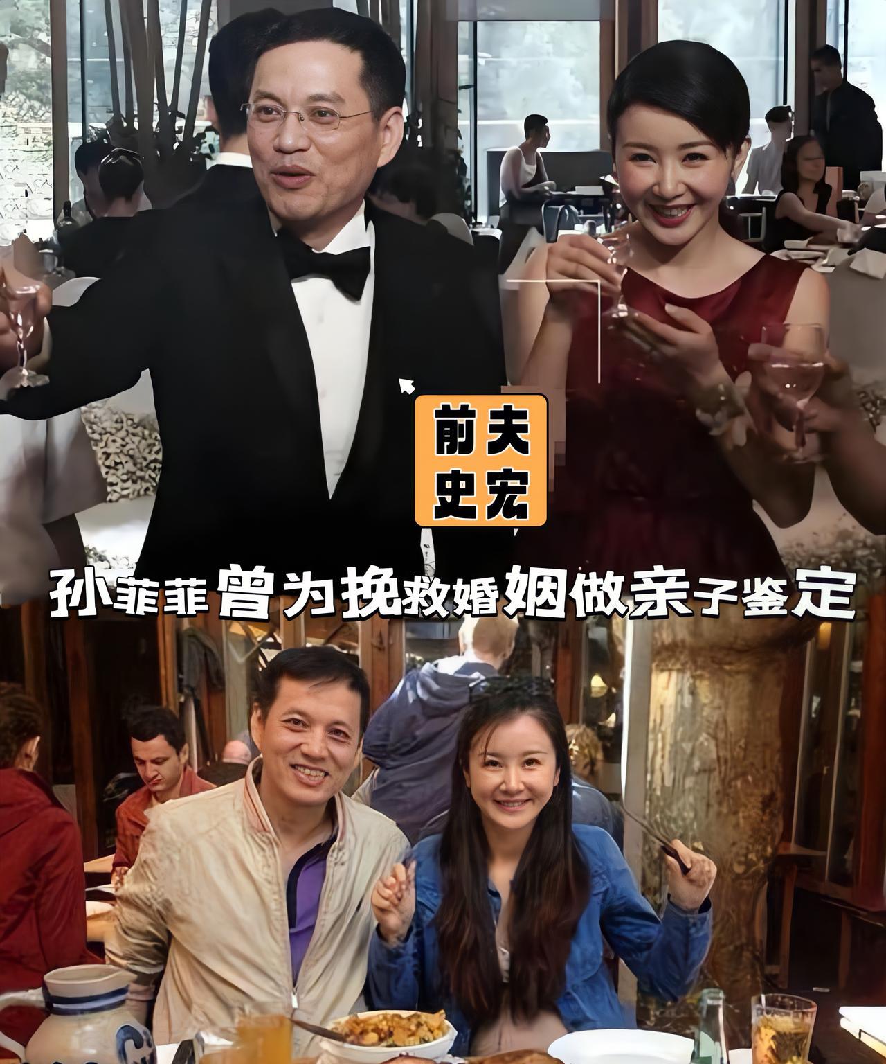 孙菲菲2014年跟史宏结婚，婚前孙菲菲已经怀孕，孙菲菲表示当时史宏让她把孩子生下