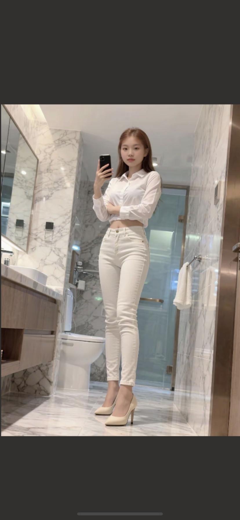 白色衬衫+高腰牛仔裤，简约优雅，尽显都市女性魅力！