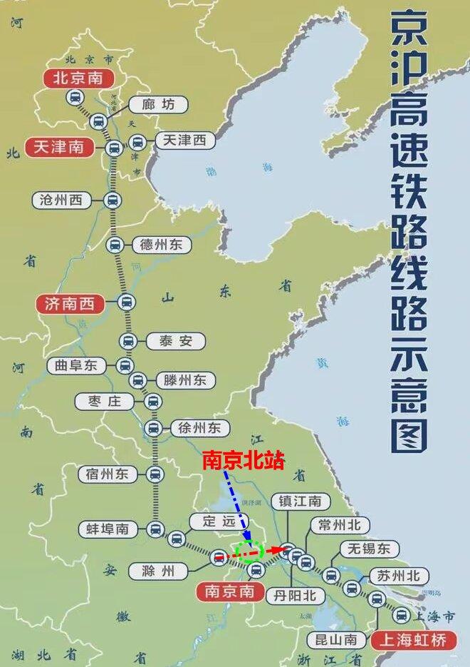 京沪高铁有没有可能改道南京北站？直线距离会更快？现在看京沪高铁的走向，基本上