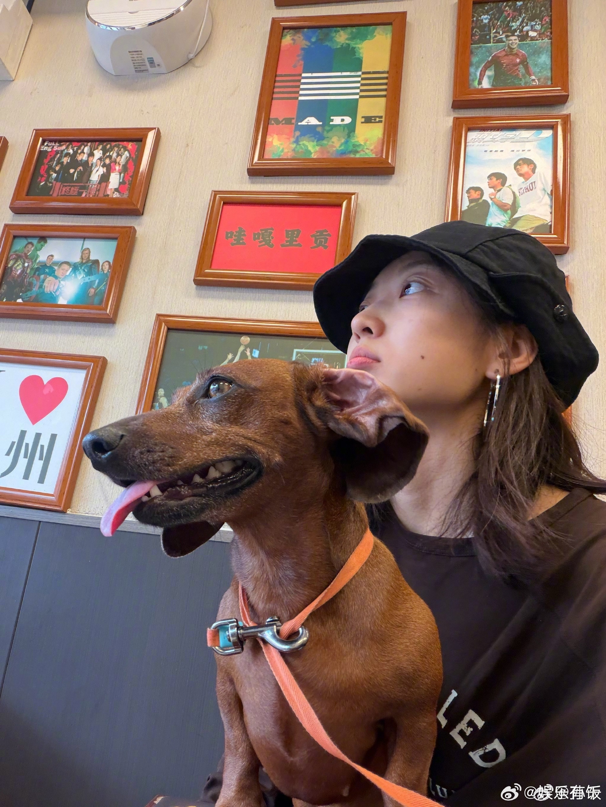 孙千小狗一看就是亲生的孙千八月像两条法令纹晒出和小狗外出度假照，神同步画面简