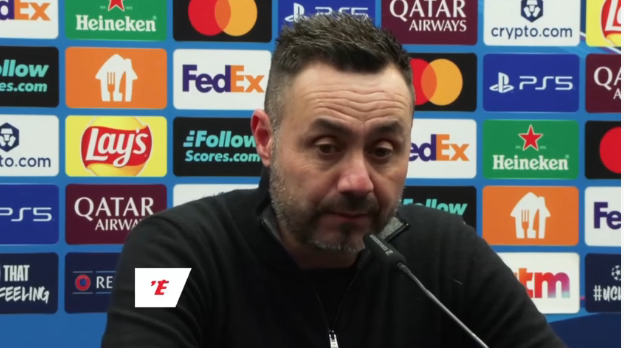 德泽尔比: 0-3布鲁日+欧冠出局我很羞愧, 这样踢该被球迷骂