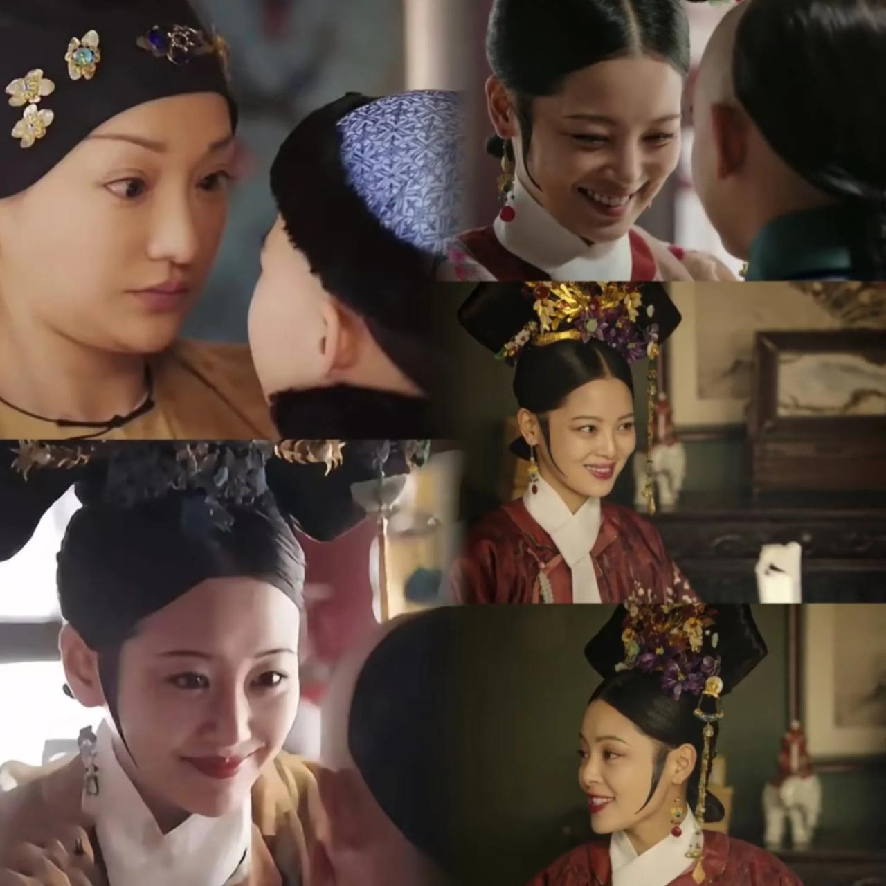 再看《如懿传》里如懿（大如）带娃的画风也太离谱了！看她那眼神，分明在写：“这会喊