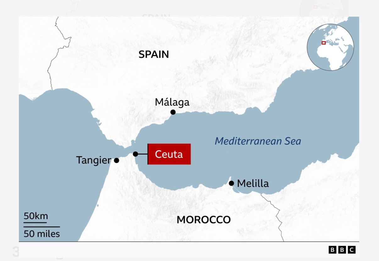 🔻休达（Ceuta）与梅利利亚（Melilla）是西班牙在北非大陆上的两个自治
