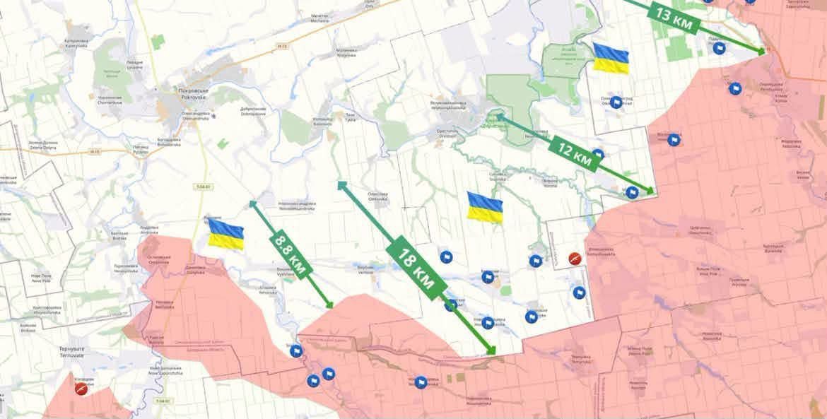 2026.01-08月，乌军在南线的推进：在正面宽约60km的战线上，平均推进了10-12km。最远