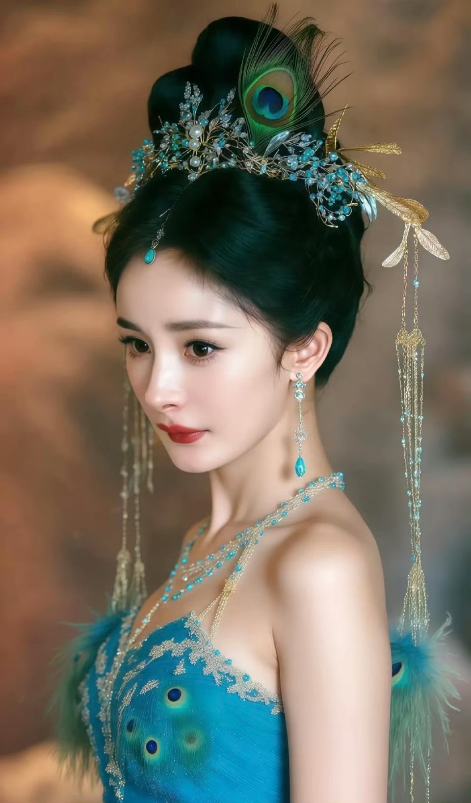 如果杨幂来一个孔雀造型，会不会觉得很惊艳？！​​​