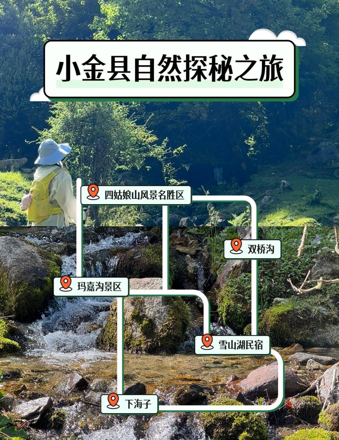 早上从成都出发，自驾约4小时到达小金县。第一站打卡四姑娘山双桥沟，雪山湖泊美如画