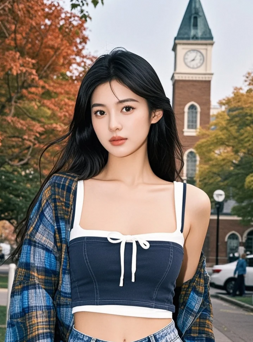 学院风少妇户外行，文艺清新气质独一份