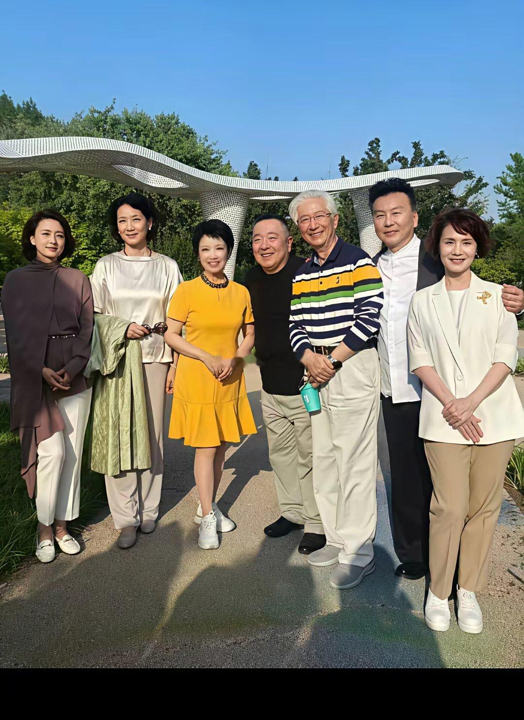 央视主持人聚会的照片他们一个个穿着大方端庄，气质优雅！跟他们对比，冉莹颖确实是像