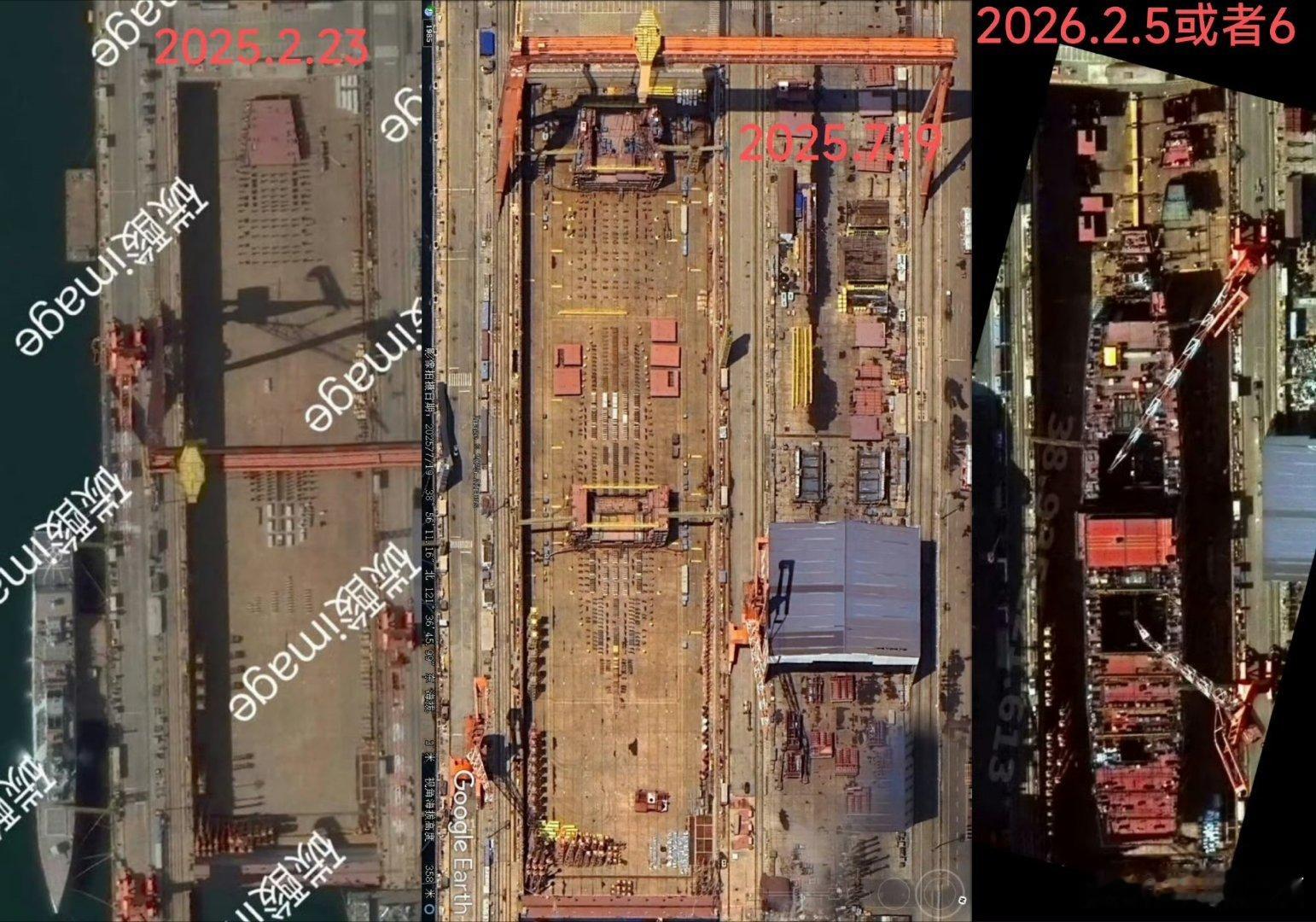 一年时间，004航母几乎完成了一半的建造量，水线以下分段全部合拢，现在主要搭设舱