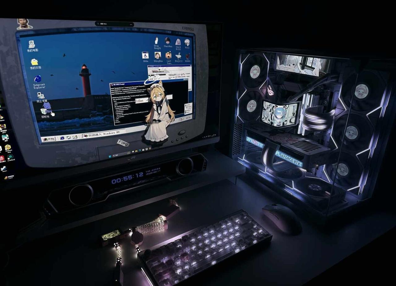 忧郁游戏外设纯白海景房电竞少女