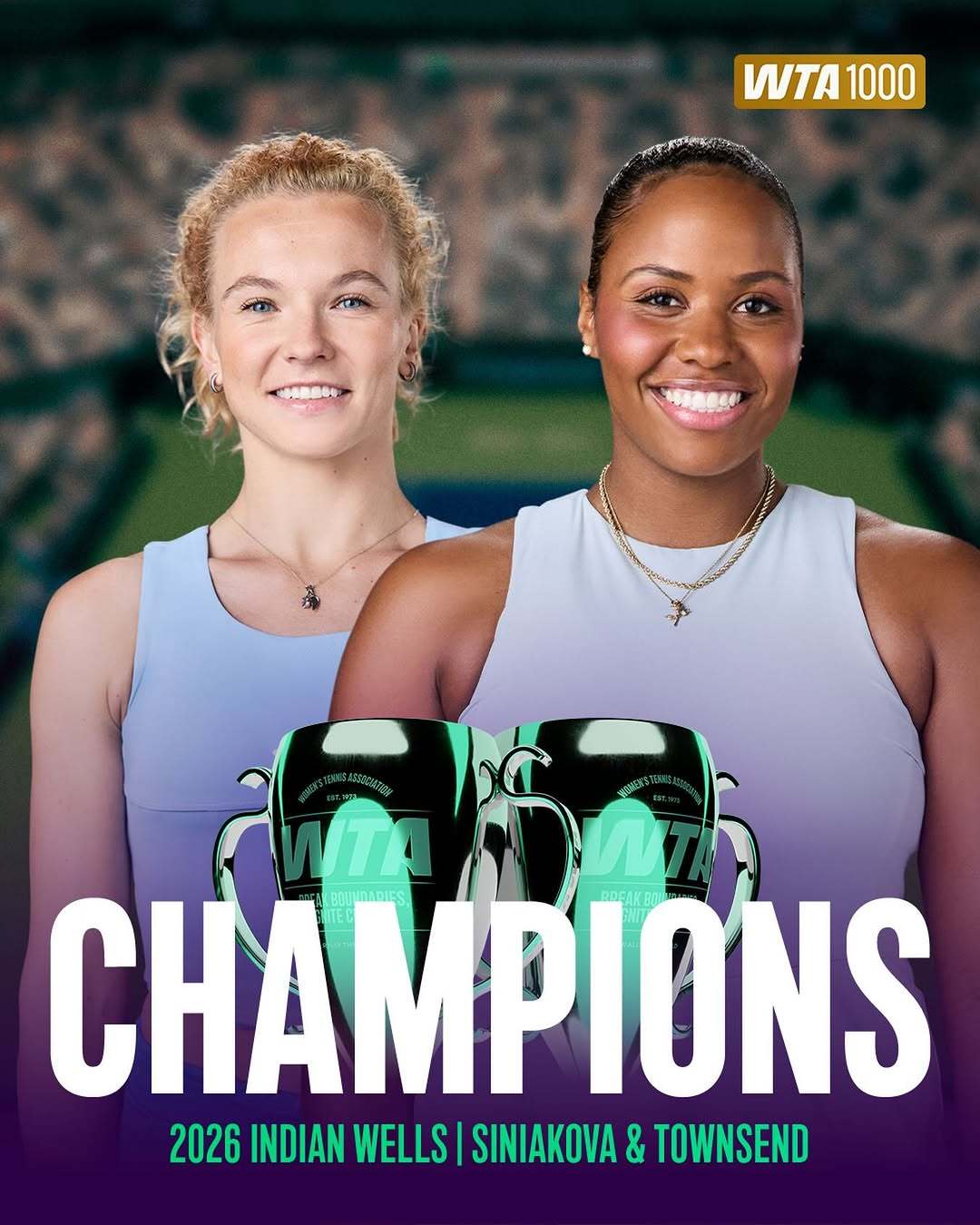 印第安维尔斯站双打冠军产生🏆WTA1000印第安维尔斯站双打决赛，3号种子西尼