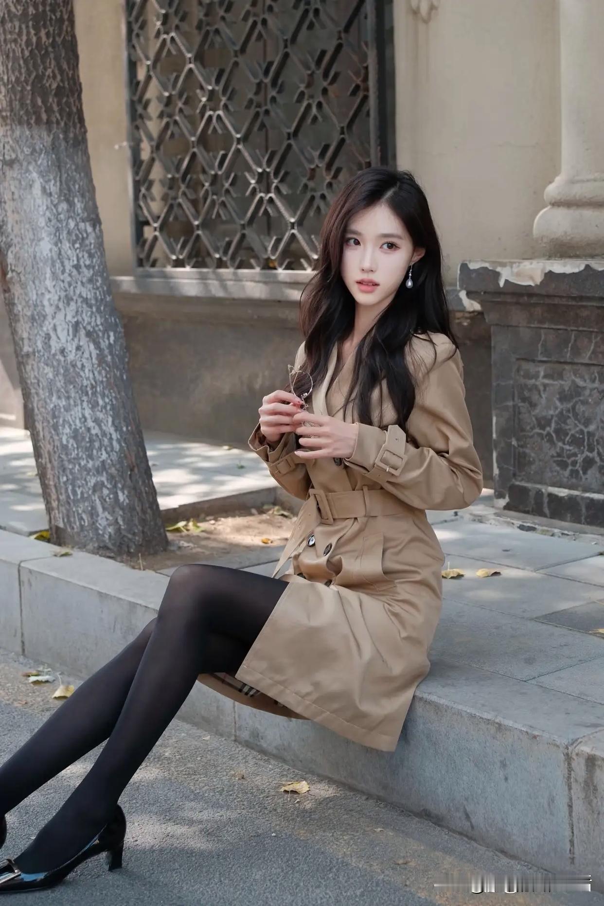 秋日复古风穿搭，复古风外套配黑色丝袜简直优雅迷人到爆！时尚真是个轮回，二十年前