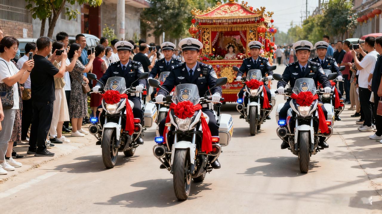 内蒙古8人穿仿制警服为婚礼开道被查事件。8名身着仿制警服的男子骑着摩托车组成