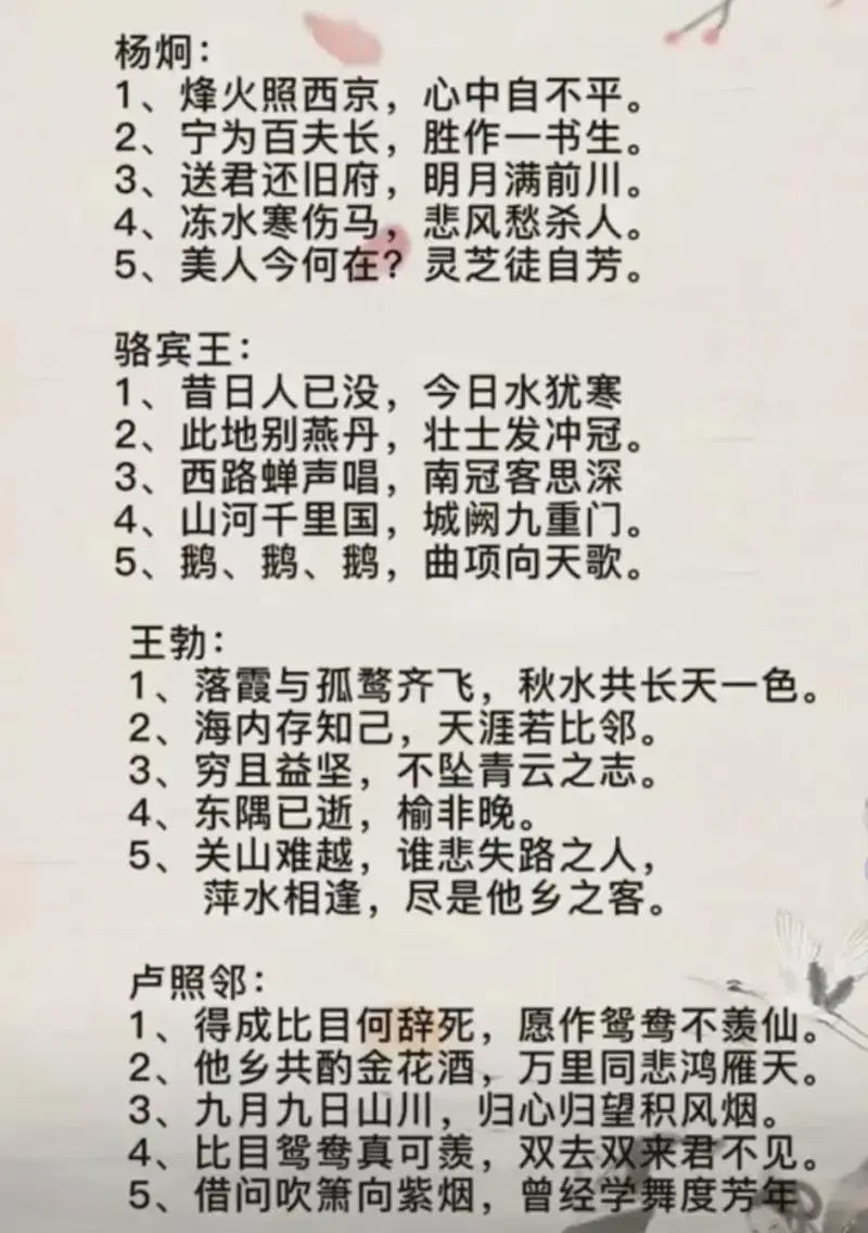 初唐四杰，你喜欢哪位？？