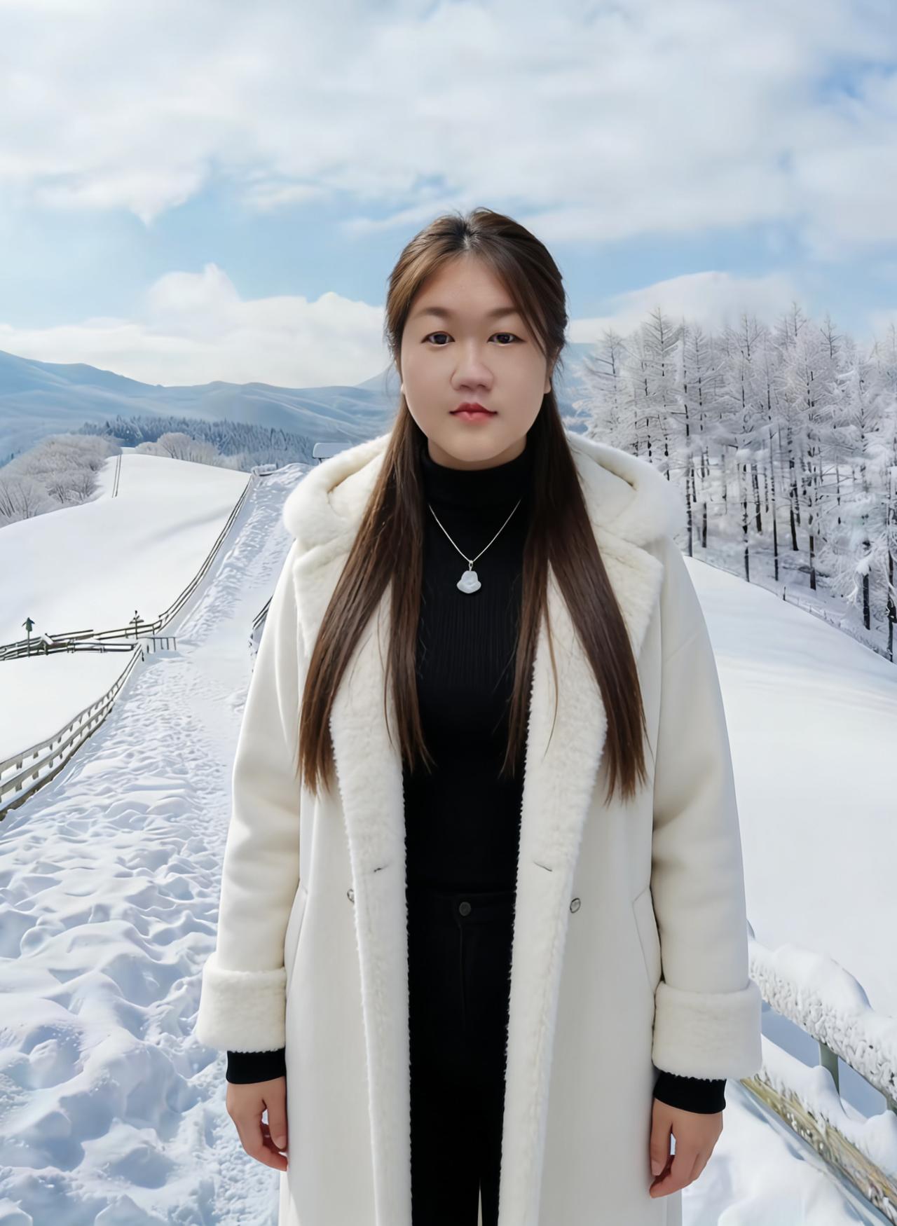 从林间的松雪，到辽阔的雪塬每一处风景，都因你的身影变得生动长发高束，或是轻垂