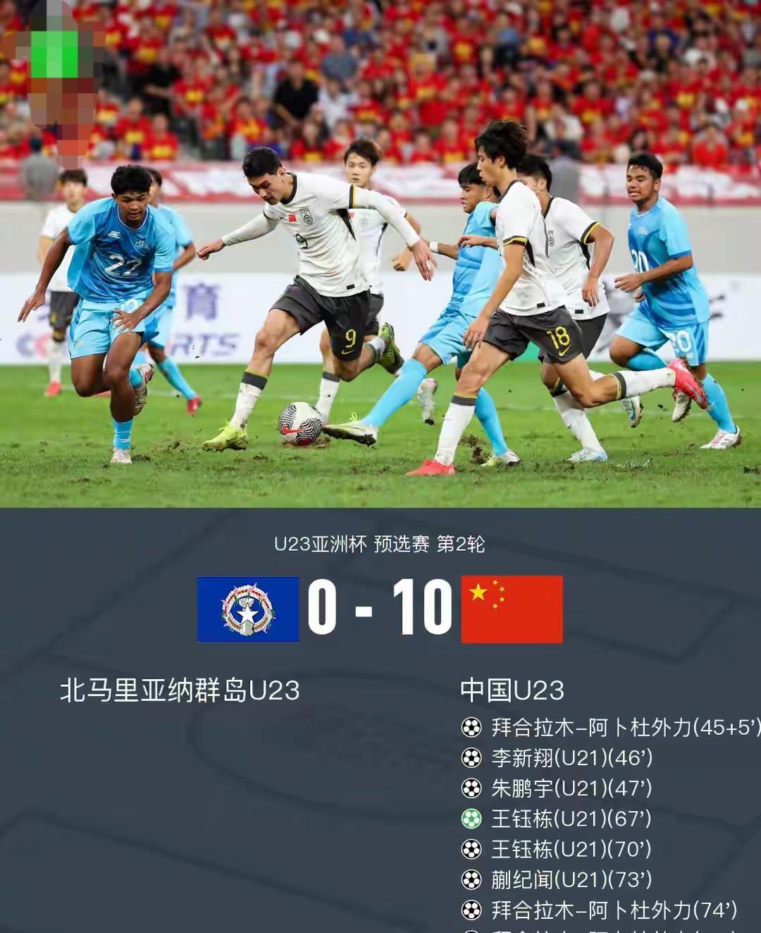 国足U23狂轰60多脚射门，最终打进10球，力克大洋洲劲旅北马里亚纳群岛，豪取两