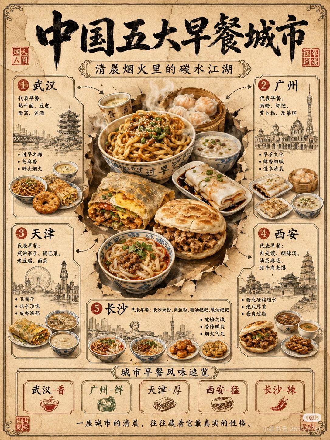 网上看到的五大早餐城市感觉广州早茶的内容挺丰富，可以当选中国早餐第一城。