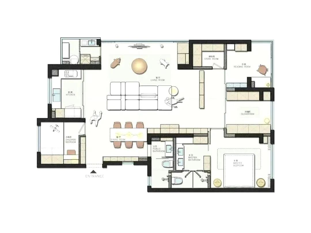 原木风平层简直是理想家居的典范。像370m²的大平层，落日下的客厅超温暖，27
