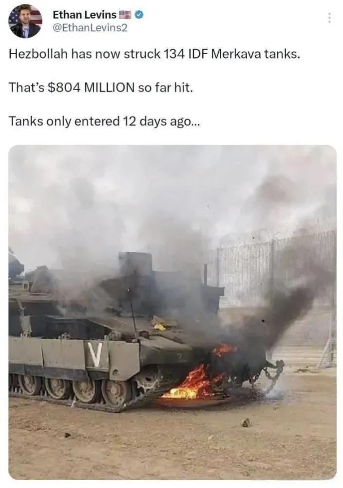 美国记者伊桑·莱文斯在社交媒体上发帖称，黎巴嫩真主党在过去12天时间里已经打击了