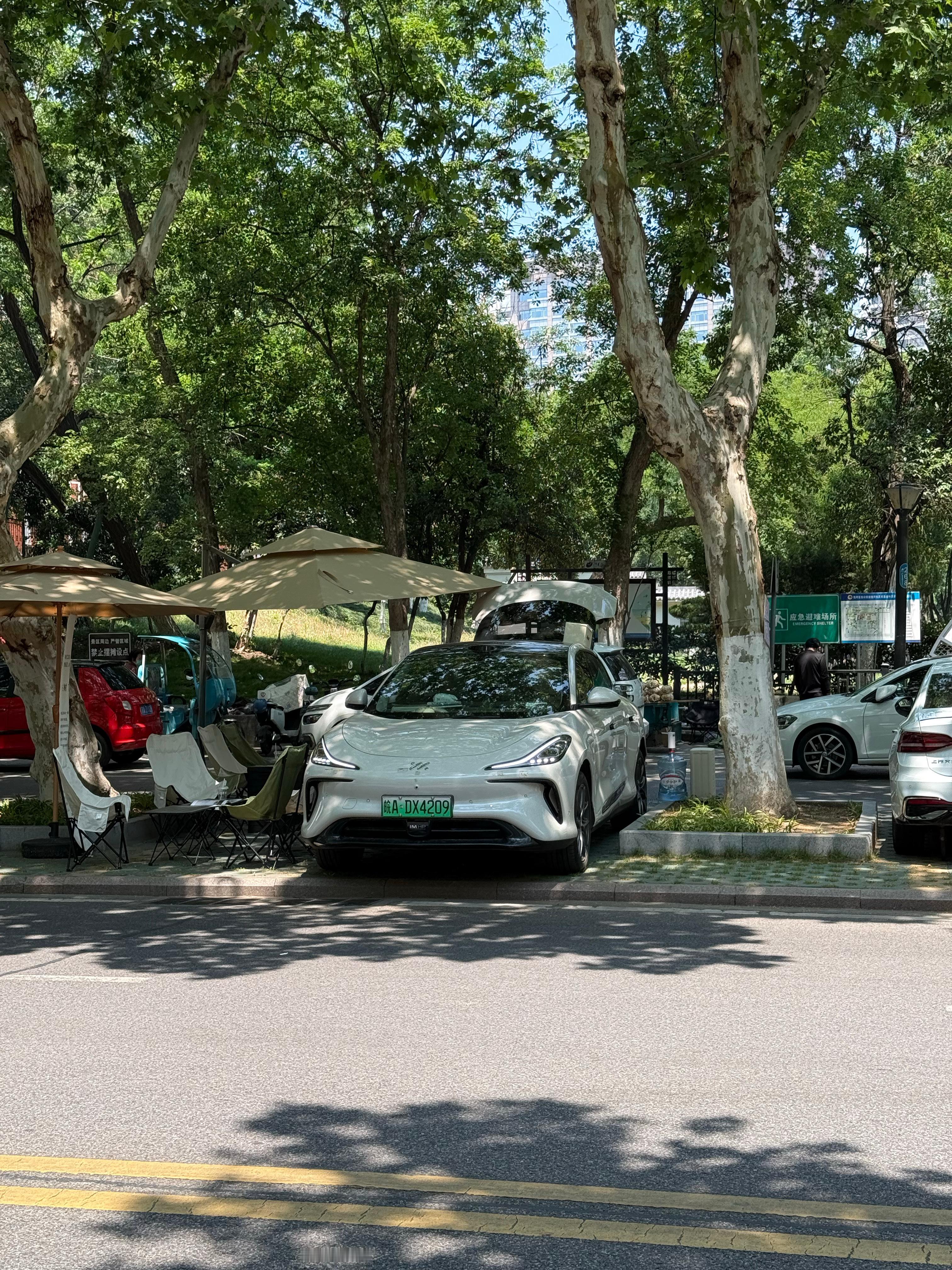 公园门口发现一辆智己咖啡车！设备很齐全改天我也开个电车去摆摊我准备上门给小姐姐做