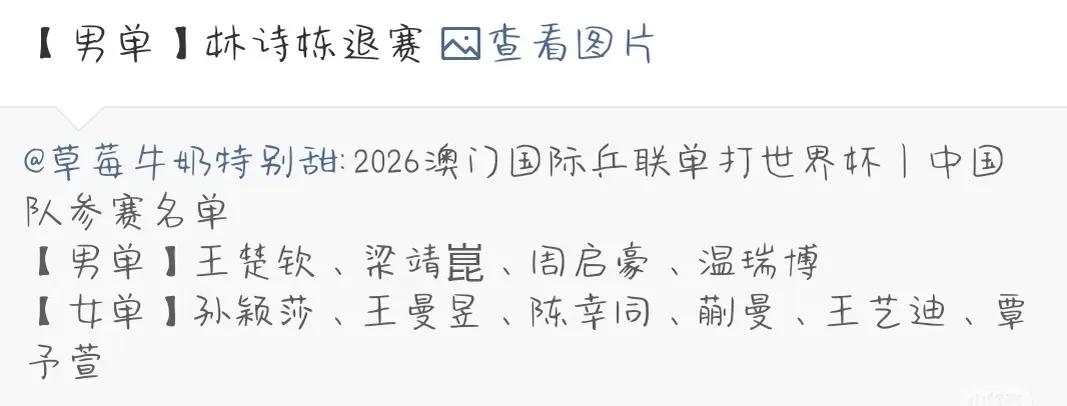 林诗栋退赛教练组太想要世乒赛冠军啦[赞]这届世界杯，国乒男队太困难啦，林诗