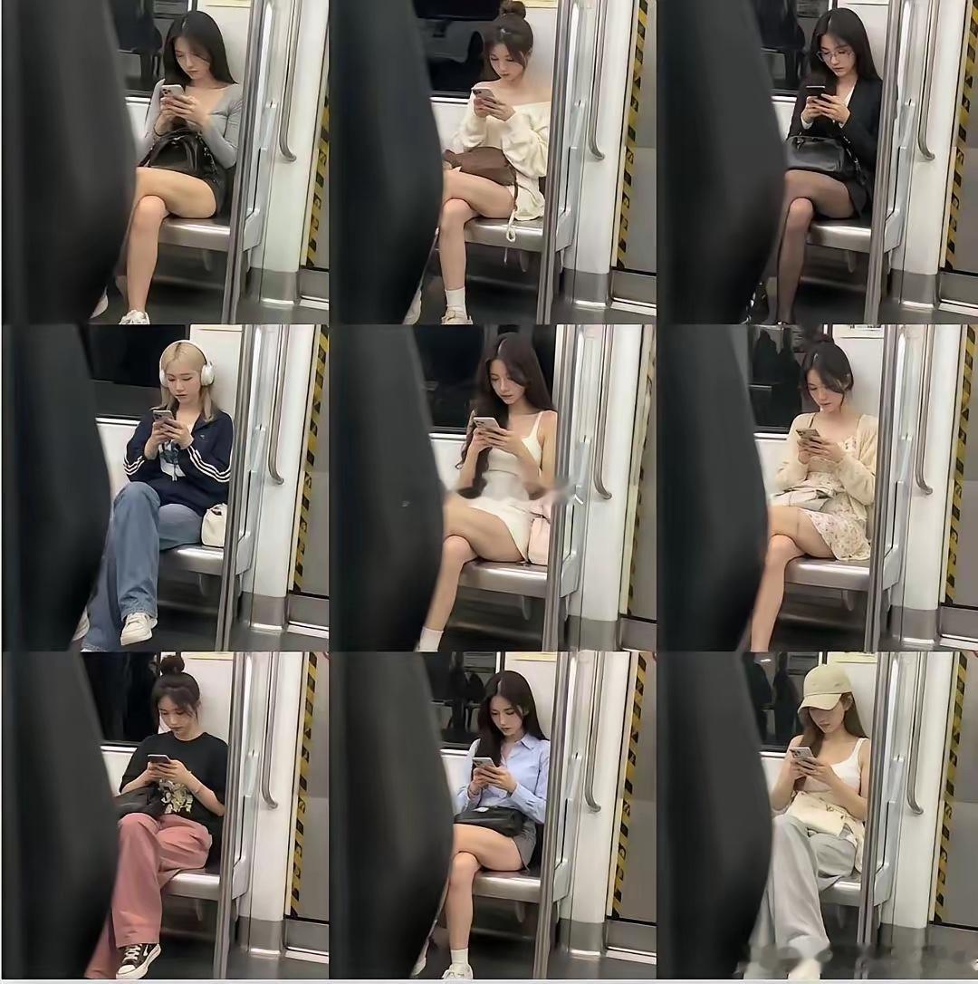 现在的小姑娘，坐姿真统一