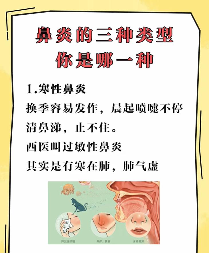 鼻炎是生活中十分常见的呼吸道问题，在中医理论中，会根据症状表现分为不同类型，调理