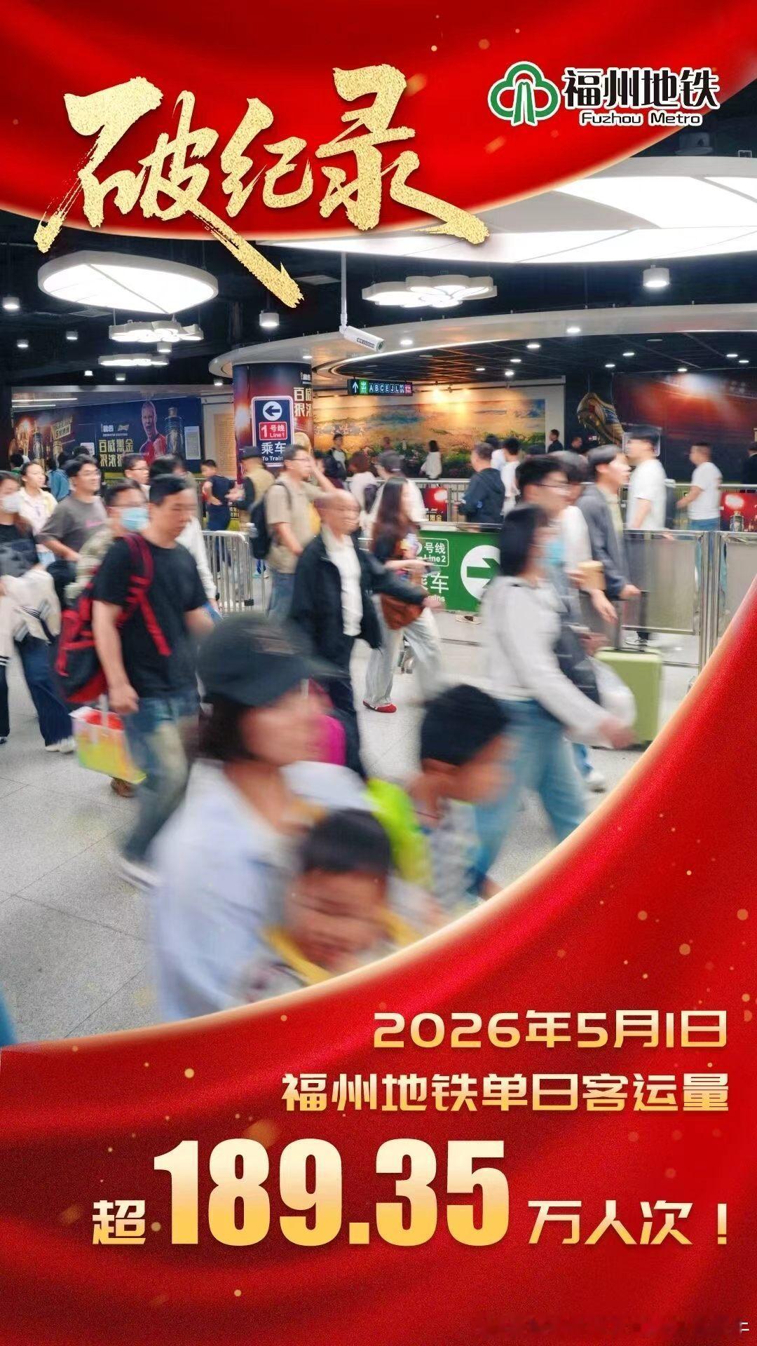 【福州地铁八百里加急捷报：金牌🥇+++】2026-05-01福州地铁客运量1