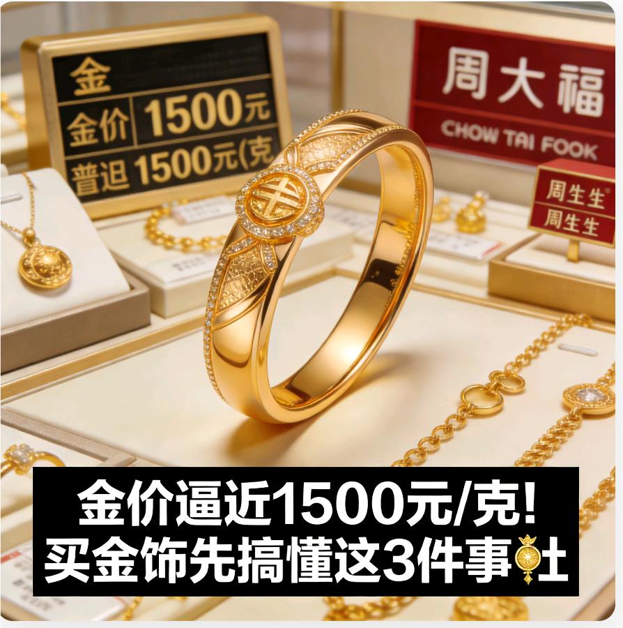 金价逼近1500元/克！买金饰先搞懂这3件事💍家人们快看，周大福、周生生
