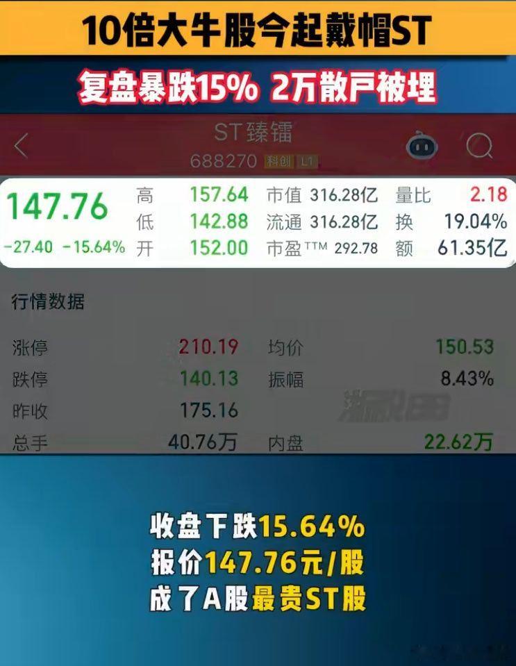 10倍大牛股爆雷2万散户被埋10倍大牛股戴帽ST，只因虚增几百万元营收和利润，