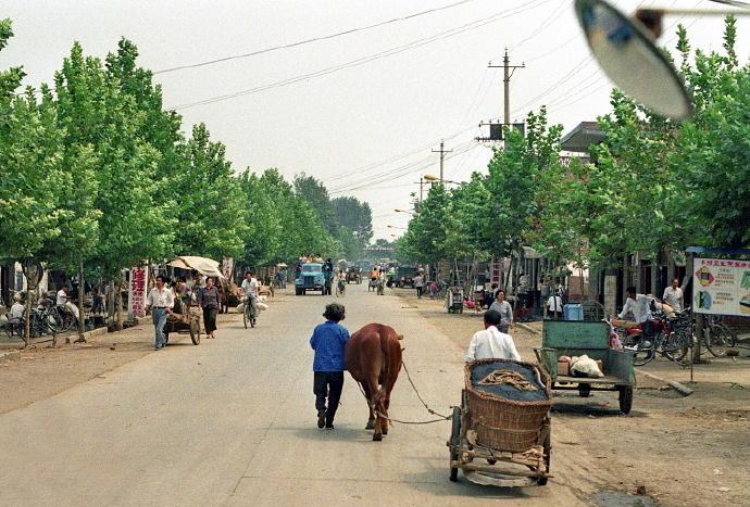 这是1993年洛阳附近的一条街景。许多人看到这样的街景会认为这是农村景象。实际上