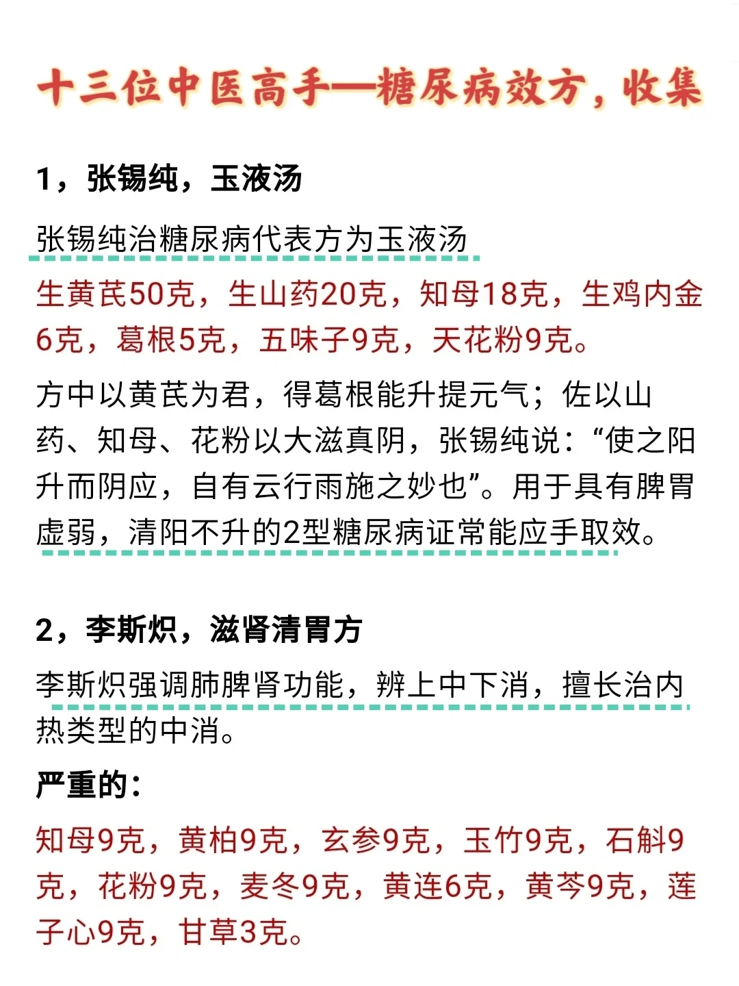 13位中医高手——糖尿病经验方，收集