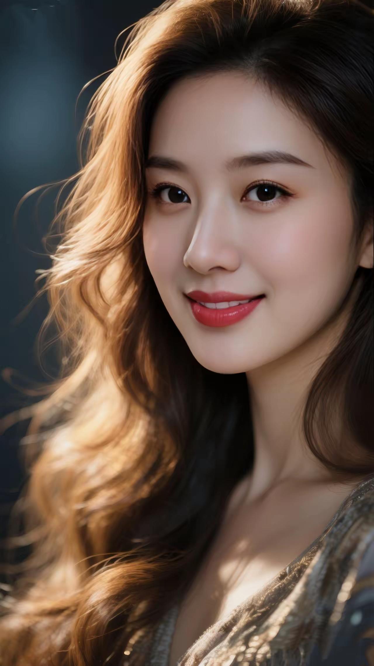 温柔微笑，暖阳下的迷人少女