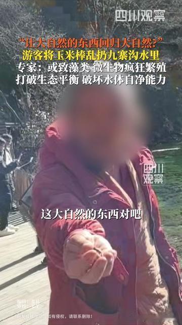 九寨沟的宝石水要变绿豆汤？就因为一根玉米棒！有游客把玉米棒扔九寨沟水里，