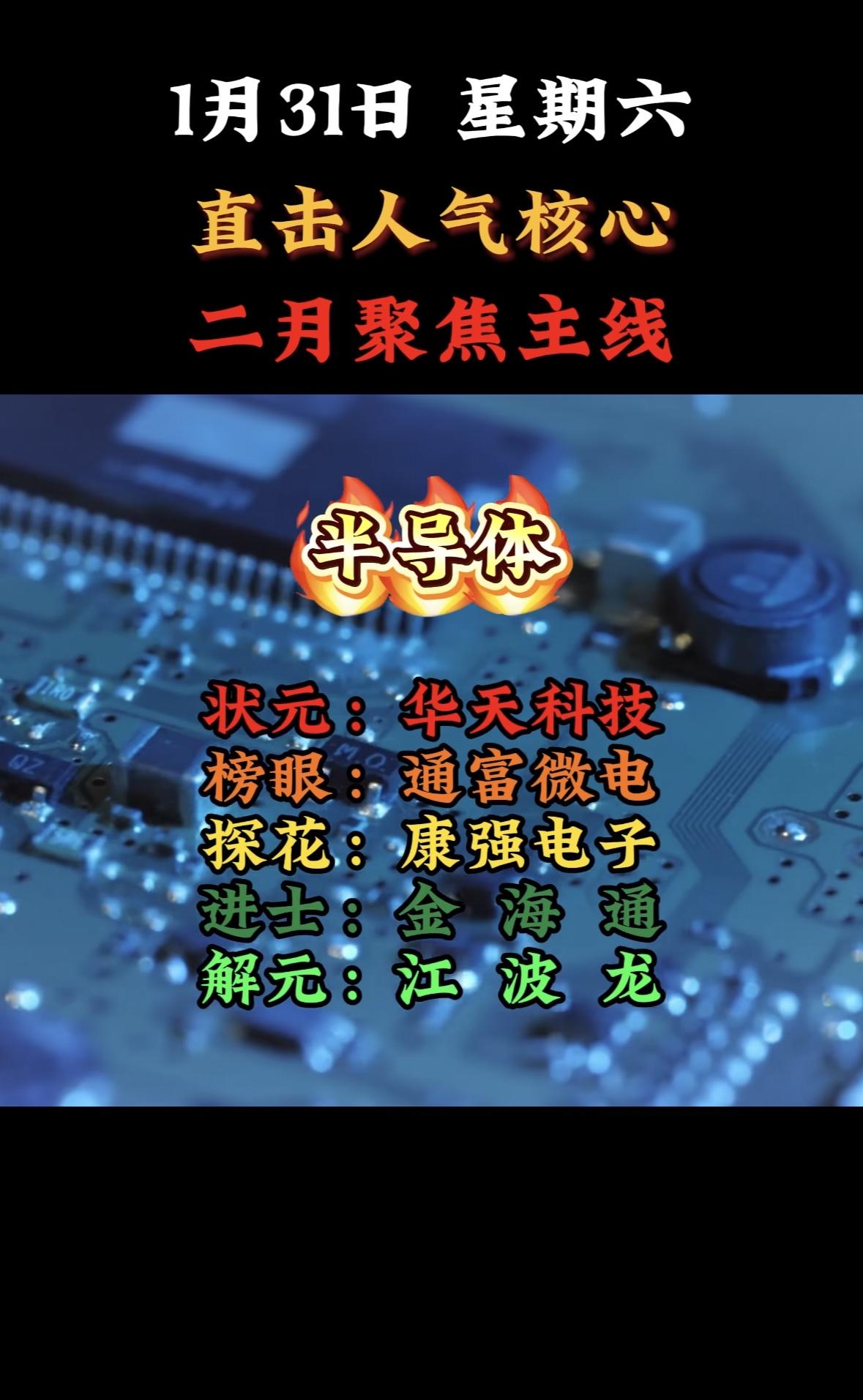 1月31日，直击人气核心，二月聚焦主线，固态电池强势来袭！聚焦科技主线，华天