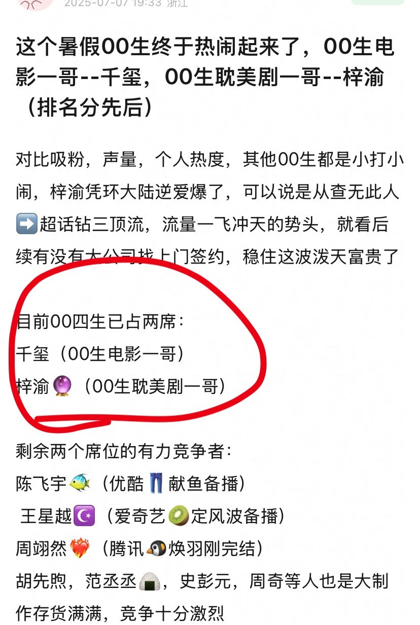 网友评的00生电影一哥和电视剧一哥。​​​