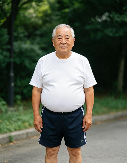 我发现一个奇怪的现象，许多男人过了60岁以后，不管他是胖人，还是瘦人，即使他肚子