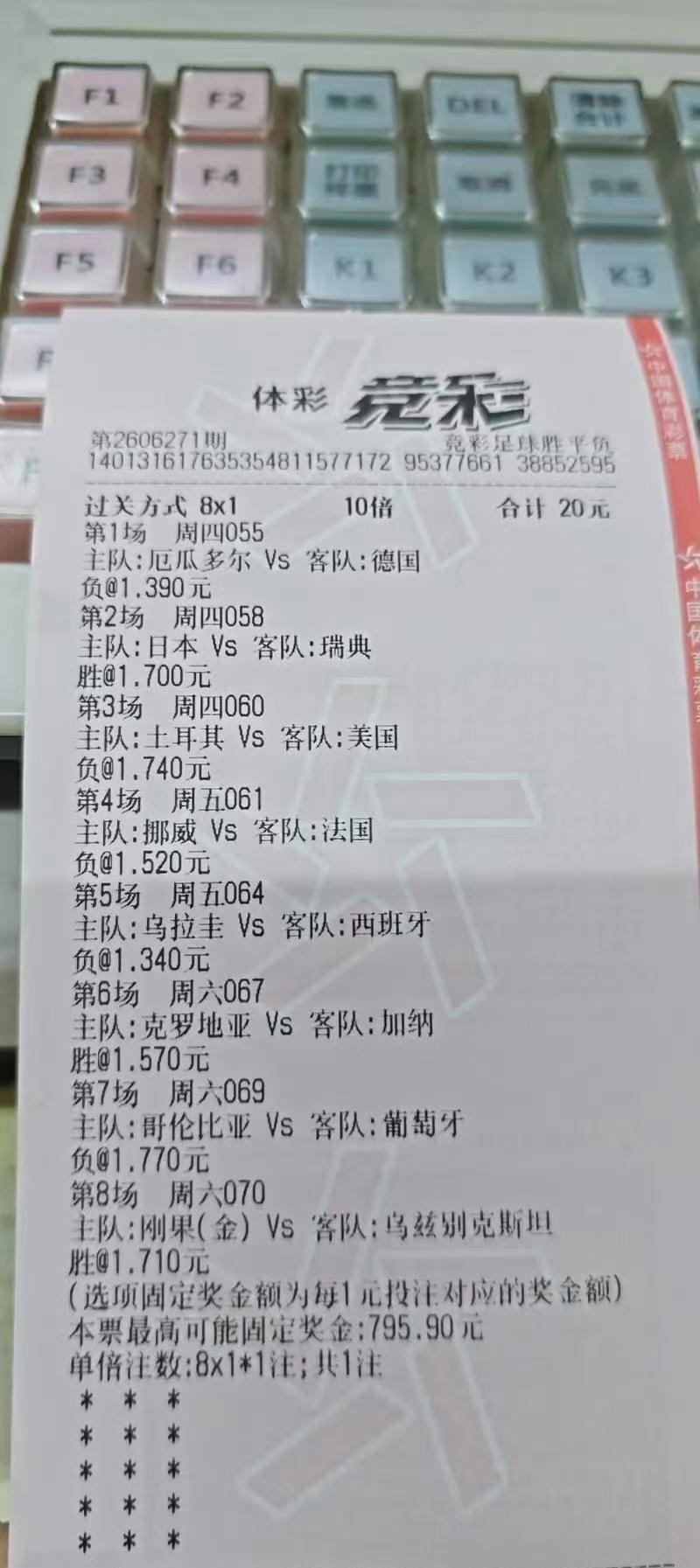 有多少人的世界杯彩票直接倒在了第1关？厄瓜多尔VS德国，德国队输了！关键就在
