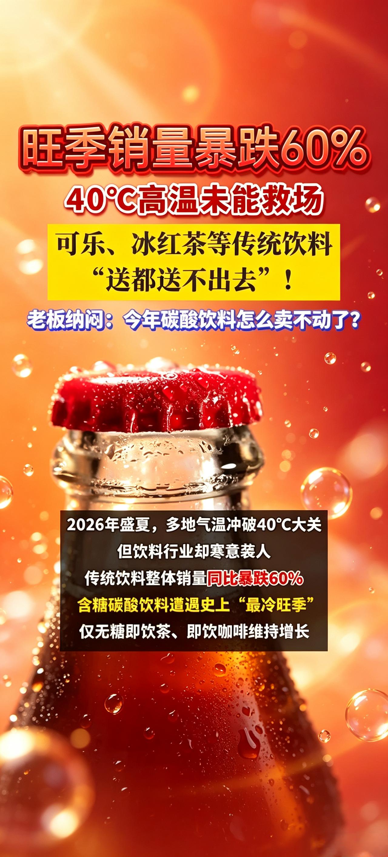 40℃热天，可乐冰红茶却卖不动了！销量暴跌6成，背后原因扎心了今年三伏天，多