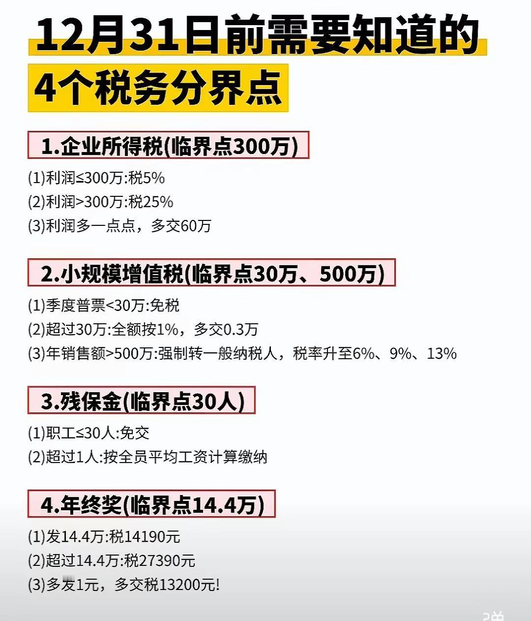 4个税务临界点，了解一下