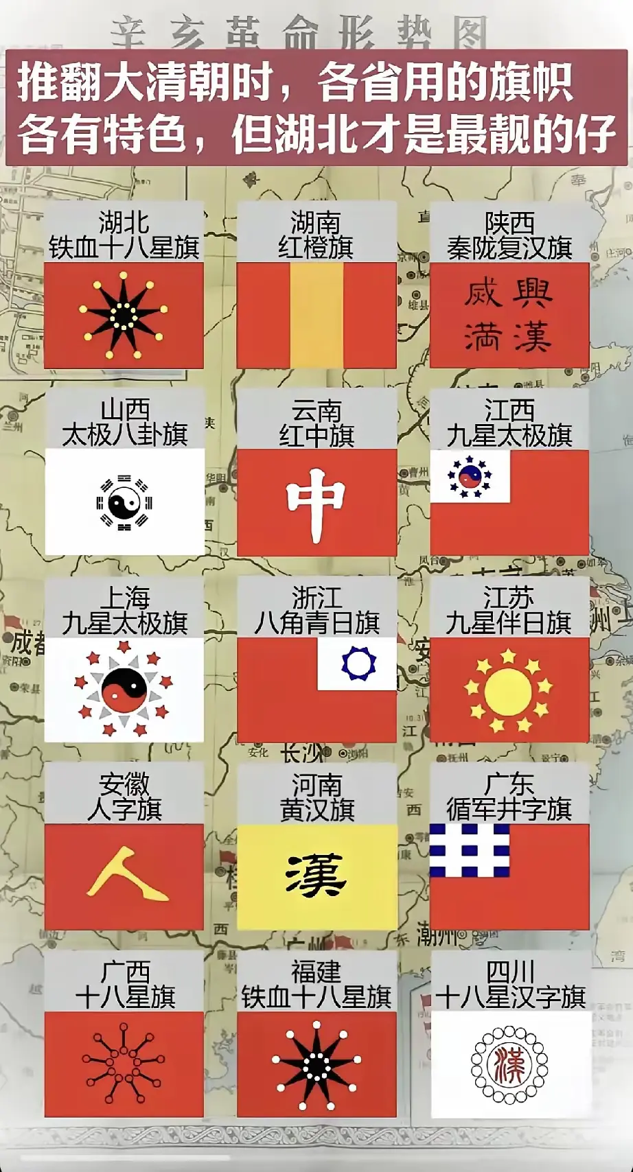 推翻清朝时各省用的旗帜